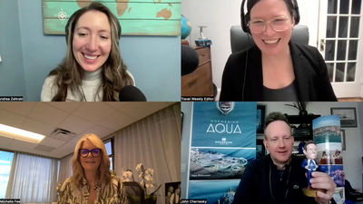 Clockwise from top left, Andrea Zelinski and Rebecca Tobin of Travel Weekly, John Chernesky of Norwegian Cruise Line and Michelle Fee of Cruise Planners talk about the new-ship class of 2025.